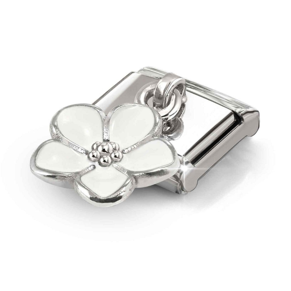 Nomination Composable Silver White Flower Drop Charm 331805/22