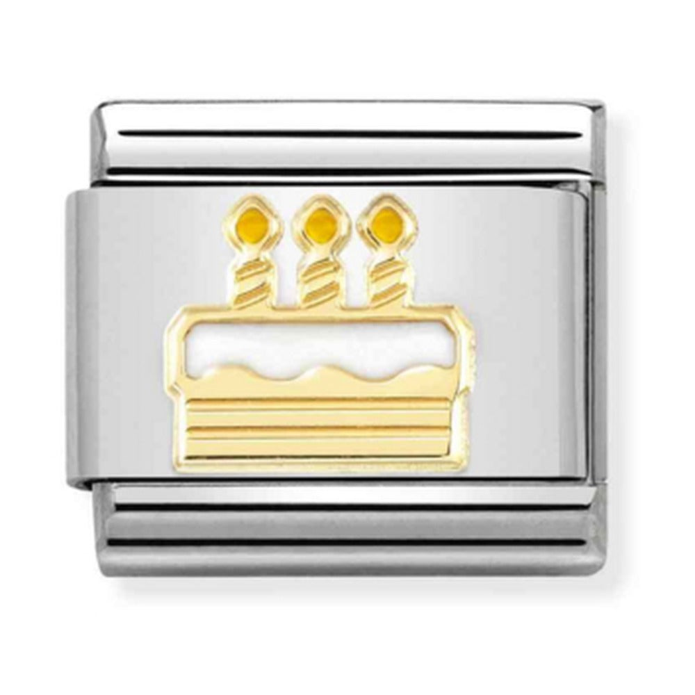 Nomination Composable Gold White Birthday Cake Charm 030272/71
