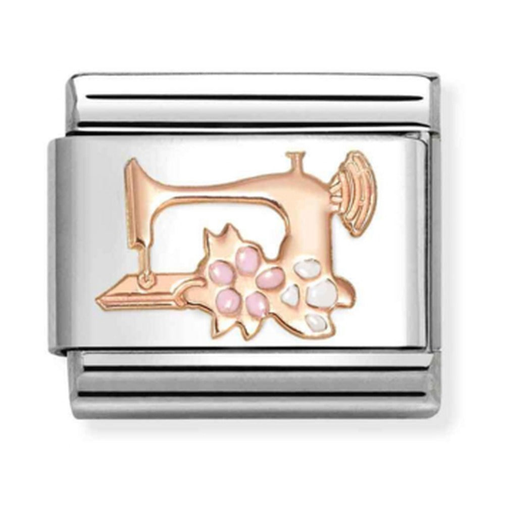 Nomination Composable Rose Gold Sewing Machine With Flowers Charm 430202/28
