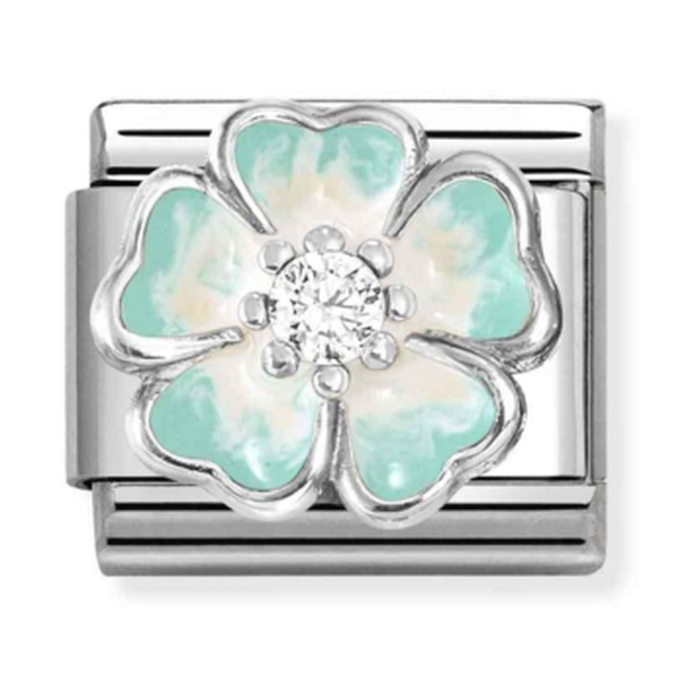 Nomination Composable Silver Shaded Green Flower Charm 330321/18