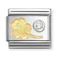 Nomination Composable Classic Link Forget-Me-Not With CZ Stainless Steel 925 Silver 750 Gold