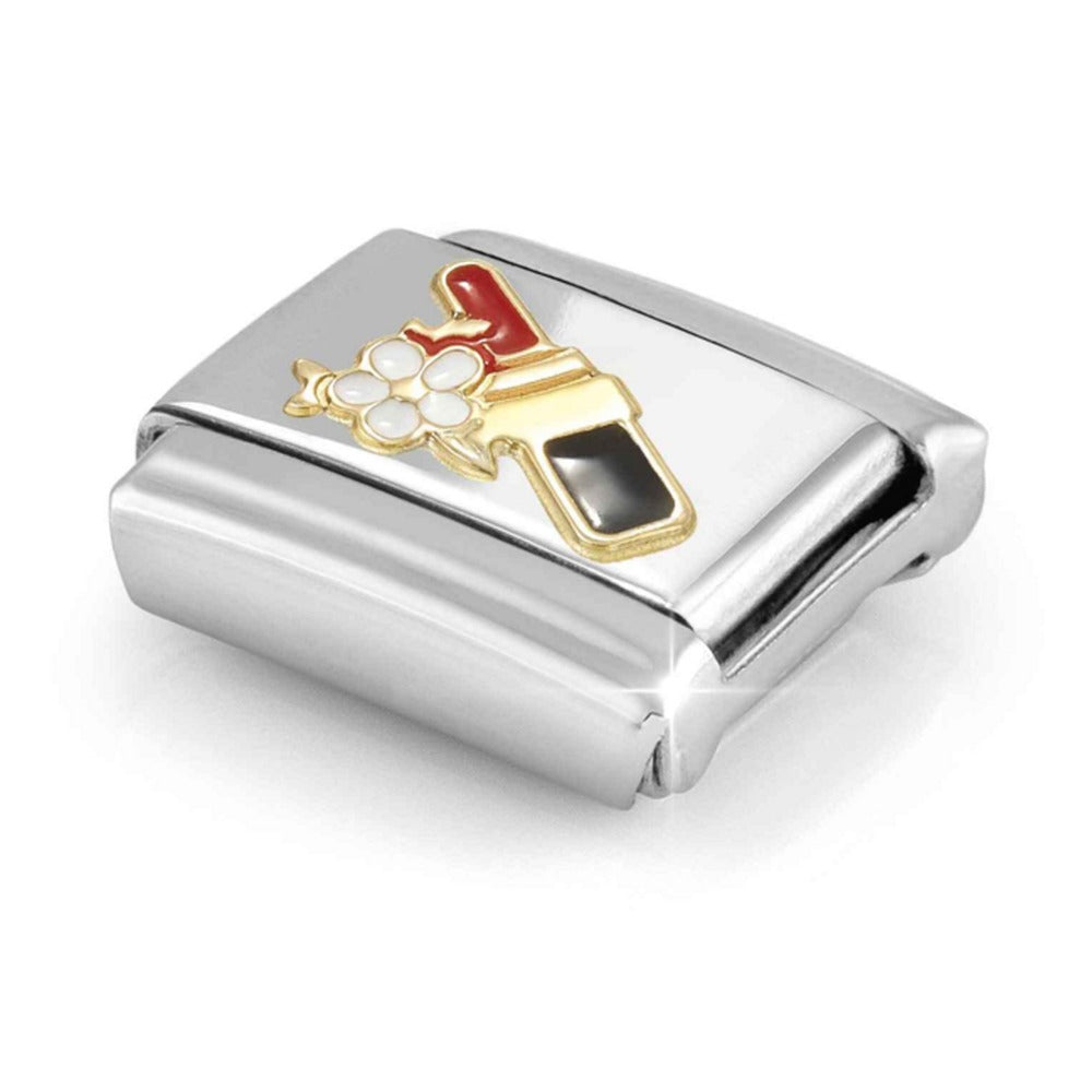 Nomination Composable Gold Red Lipstick With Flowers Charm 030272/96