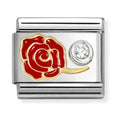 Nomination Composable Classic Link Red Rose With CZ Stainless Steel 925 Silver 750 Gold