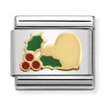 Nomination Composable Classic Link Christmas Heart With Holly in 18k gold