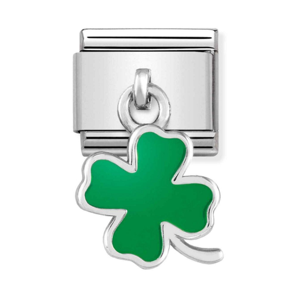 Nomination Composable Silver Green Four-Leaf Clover Drop Charm 331805/01