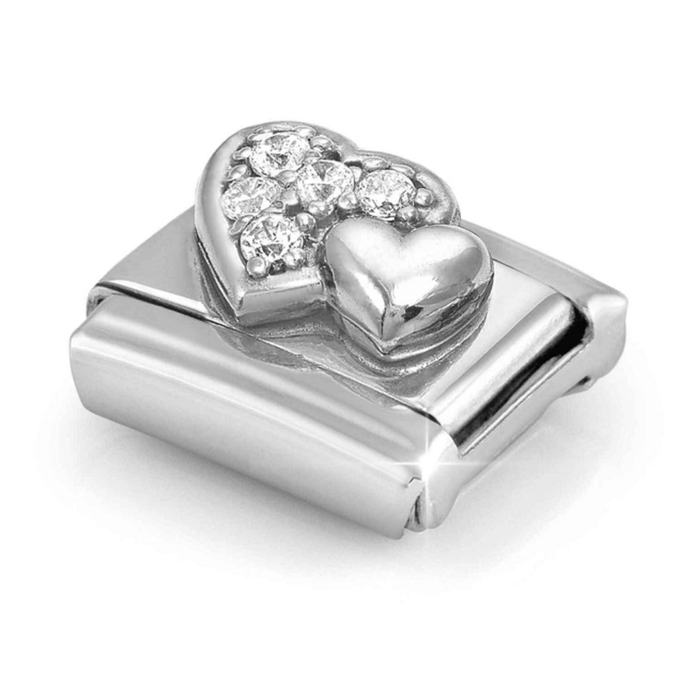 Nomination Composable Silver CZ Heart & Raised Heart Charm 330304/47