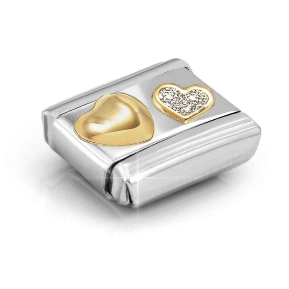 Nomination Composable Gold Raised Heart, Glitter Heart Charm 030220/26