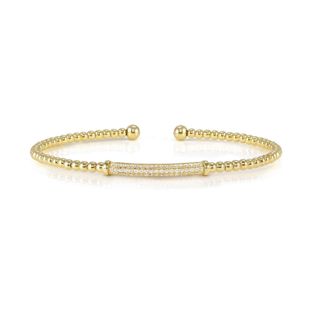 Nomination Fashion Era Pave` CZ Rigid Beaded Bangle 925 Silver Gold Plated