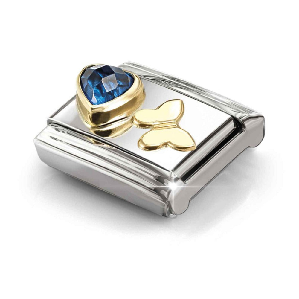 Nomination Composable Blue Heart Gold Butterfly Charm 030613/16
