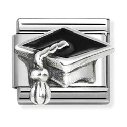 Nomination Composable Silver Black Graduation Hat Charm 330204/32