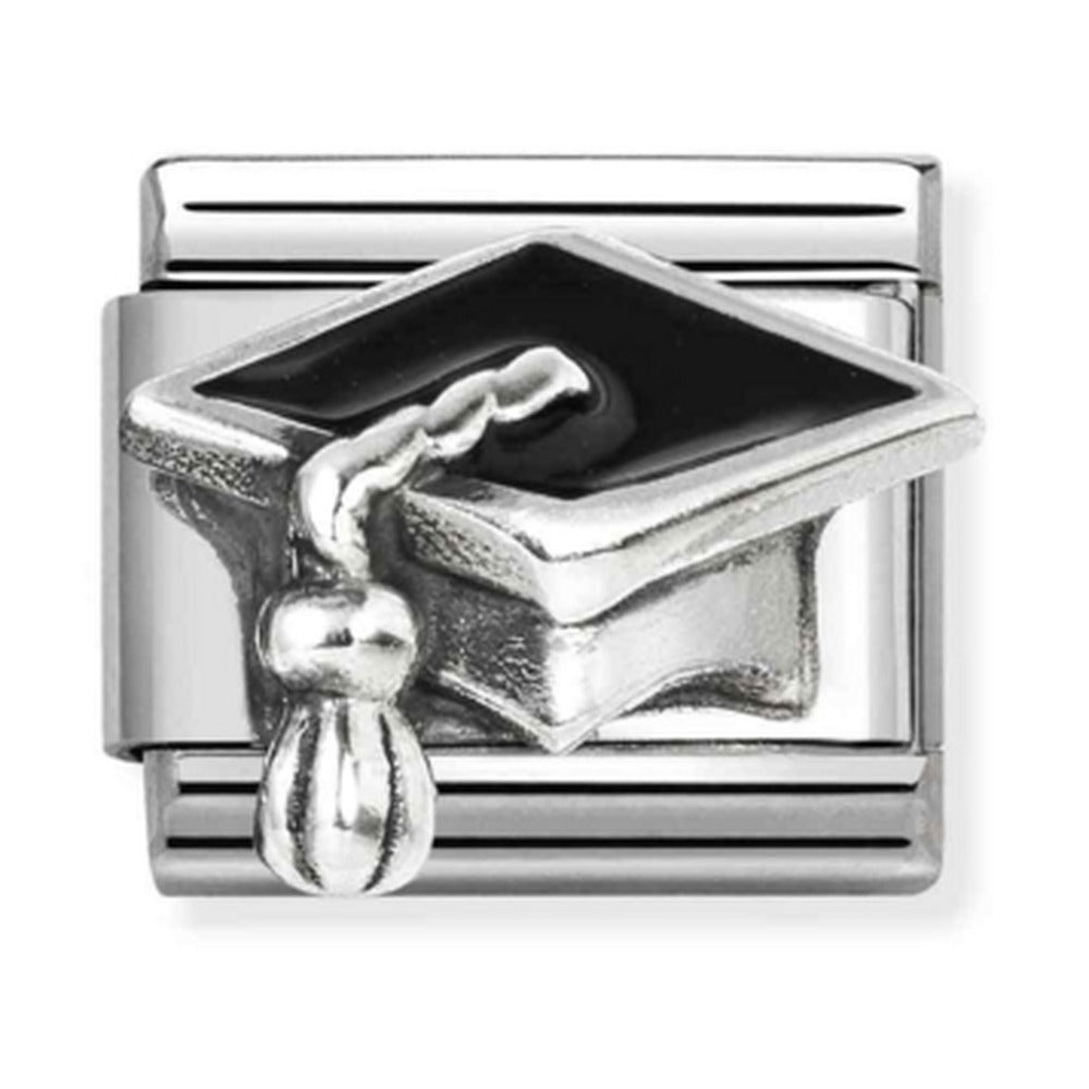 Nomination Composable Silver Black Graduation Hat Charm 330204/32