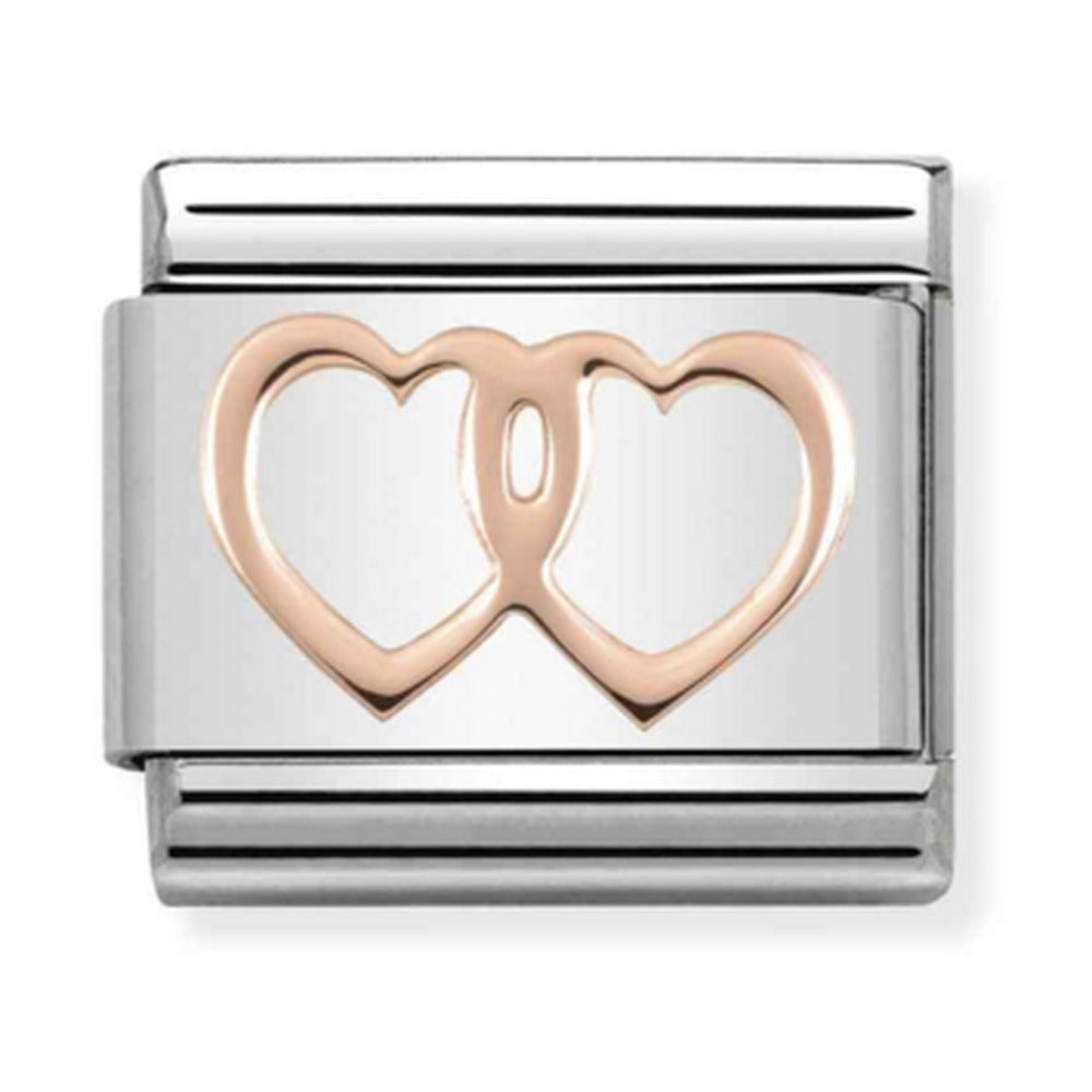 Nomination Composable Rose Gold DOUBLE HEARTS Charm 430104/08