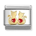 Composable Gold, Cats With Red Hearts Charm 030285/70
