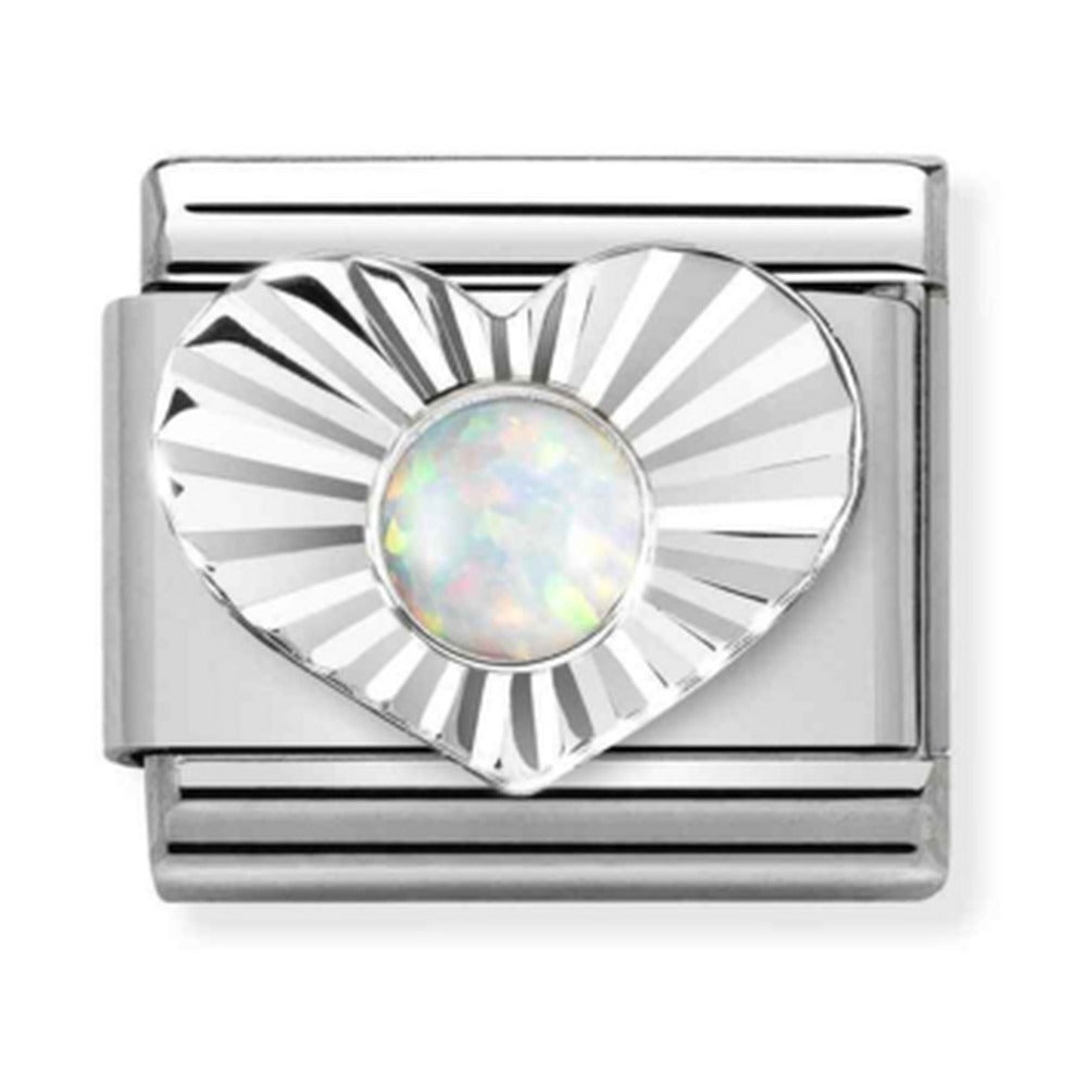 Nomination Composable Diamond Cut Heart White Opal Charm 330508/07