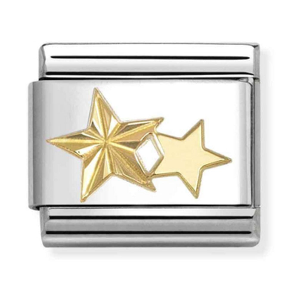 Composable Gold Diamond Cut Double Stars Charm 030149/65