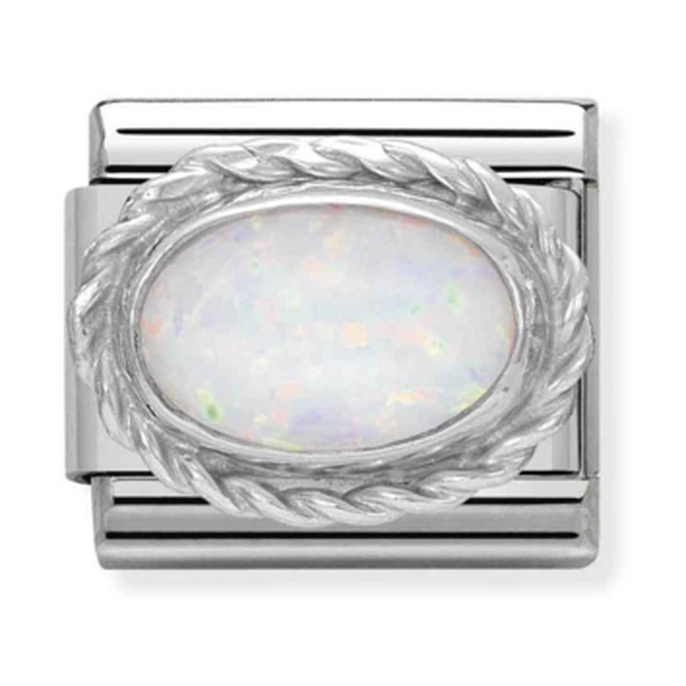 Nomination Composable Classic Silver Hard Stones White Opal 330503/07