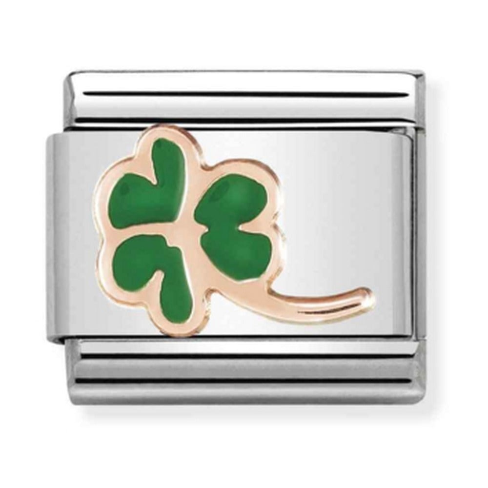 Nomination Composable Rose Gold Green Clover Charm 430202/01