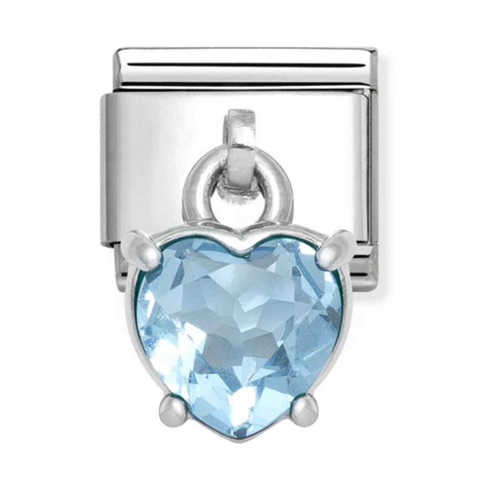 Nomination Composable Silver Heart Shaped Blue Drop Charm 331812/15