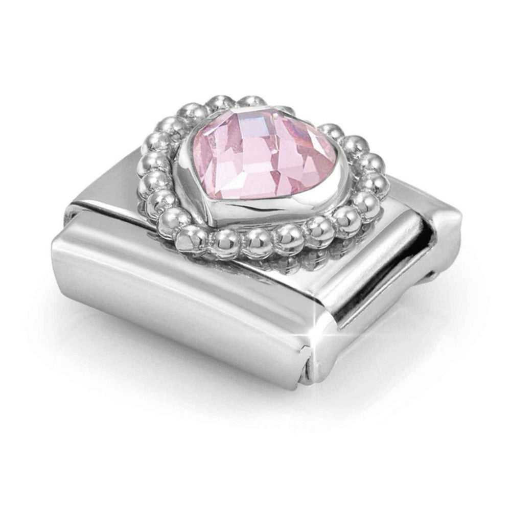 Nomination Composable Silver Faceted Pink Heart with Dot Setting Charm 330606/003