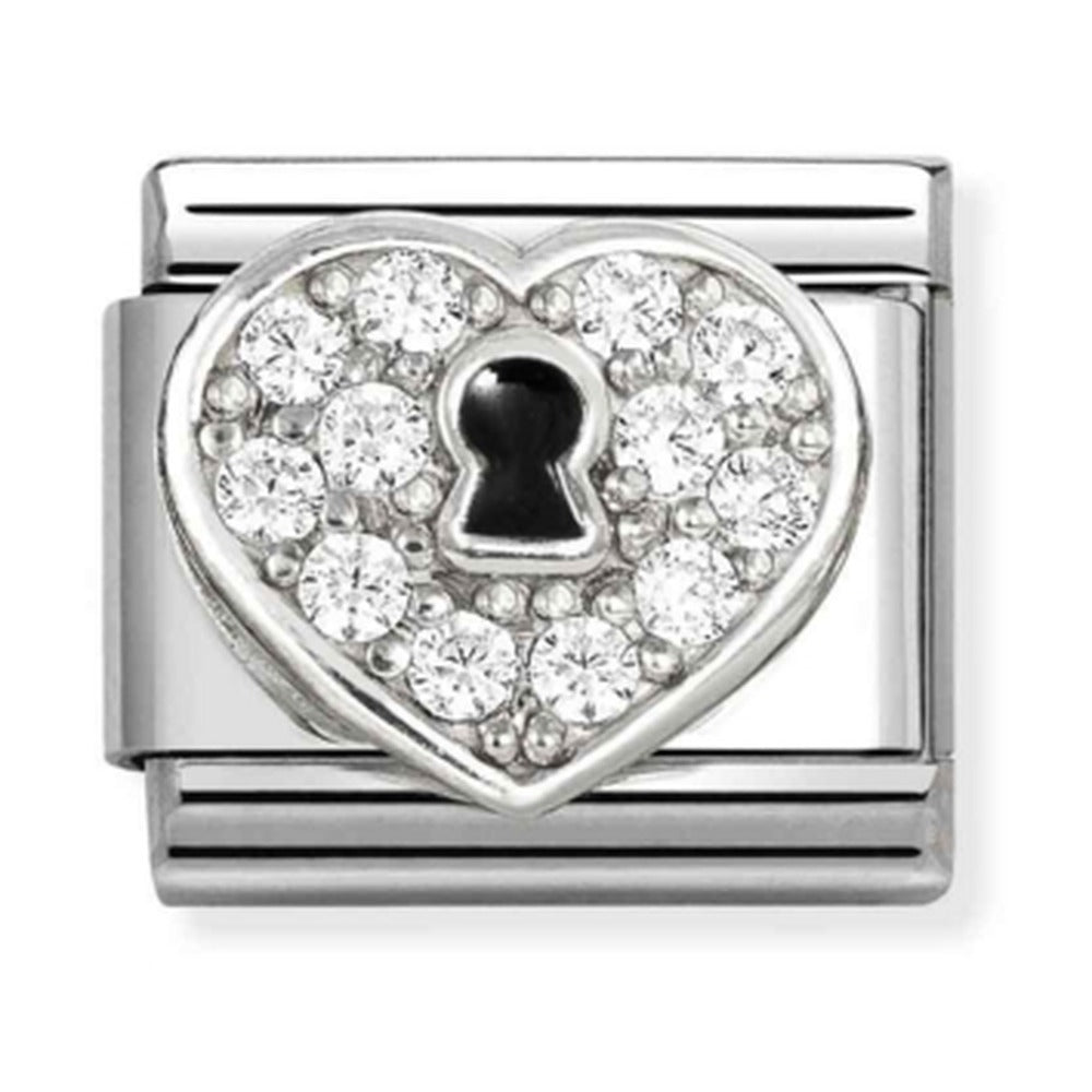 Nomination Composable Silver Pave` Heart Key Hole' Charm 330328/09