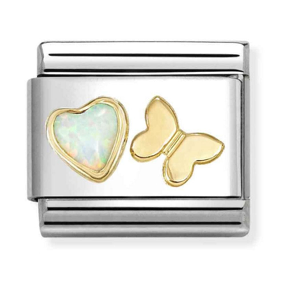 Nomination Composable Gold Opal Heart Butterfly Charm 030523/11
