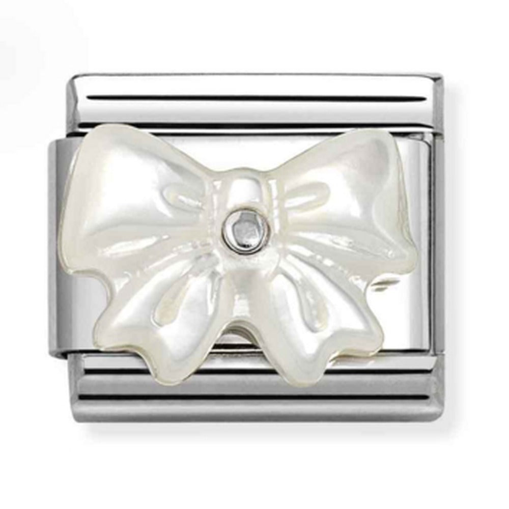 Nomination Composable Silver Mother Of Pearl Resin Bow Charm 330509/20
