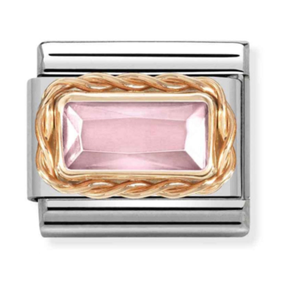 Nomination Composable Classic Faceted Pink Baguette Link in 9k Rose Gold