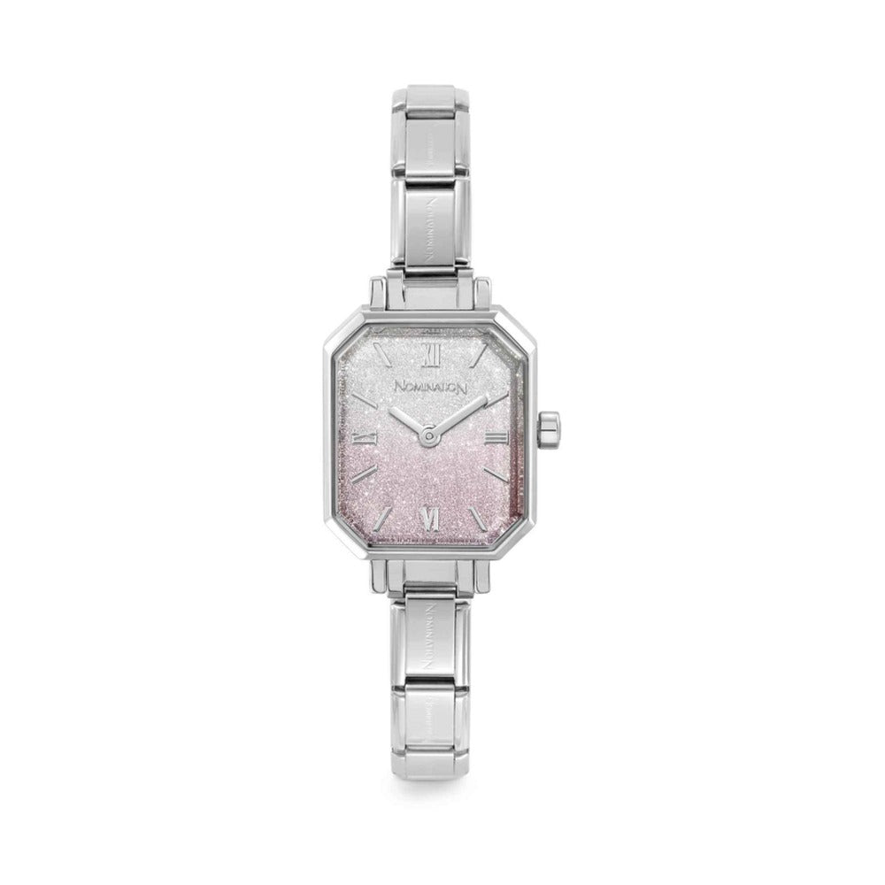 Nomination Paris Rectangular Pink Gradient Glitter Dial Watch 076037/034