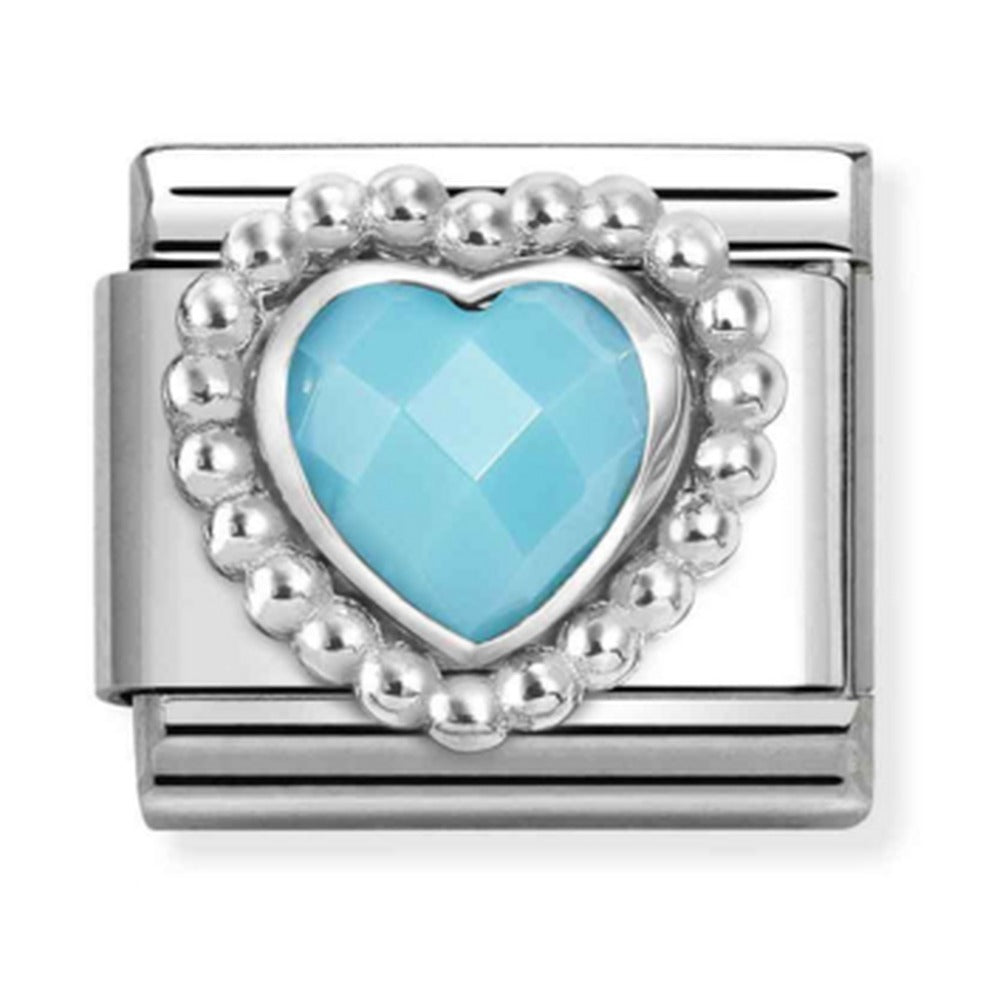Nomination Composable Silver Turquoise Heart Dot Setting Charm 330605/039