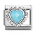 Nomination Composable Silver Turquoise Heart Dot Setting Charm 330605/039