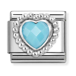 Nomination Composable Silver Turquoise Heart Dot Setting Charm 330605/039