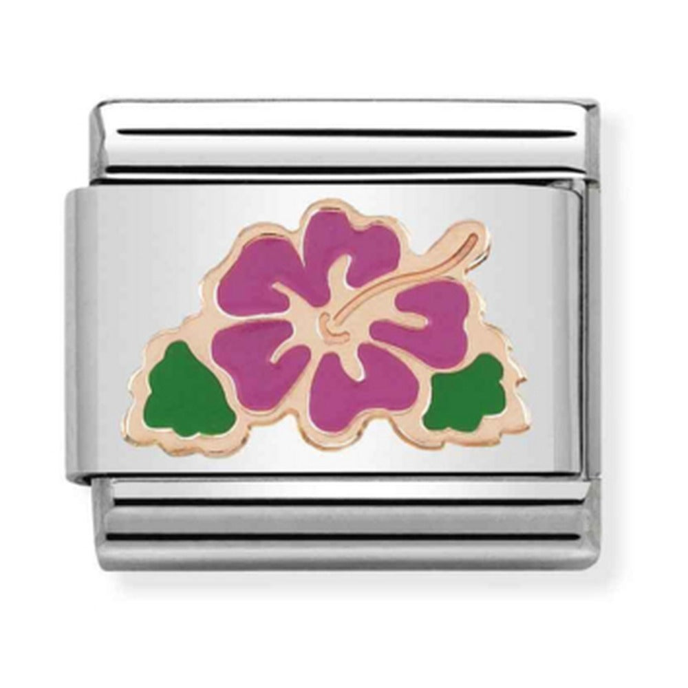 Nomination Composable Rose Gold FUCHSIA HIBISCUS Charm 430202/04