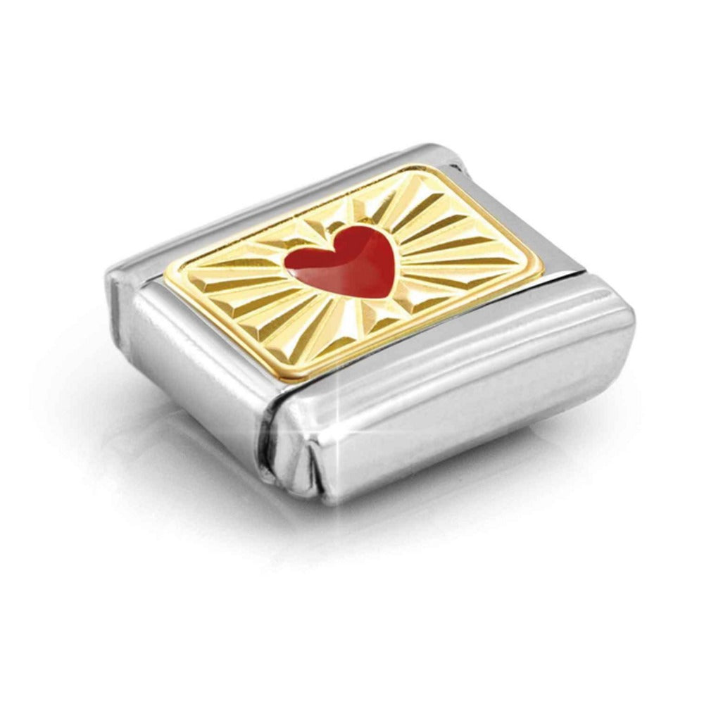 Nomination Composable Gold Diamond Cut With Red Heart Charm 030284/58