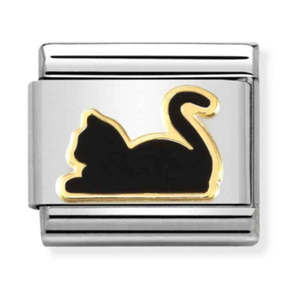 Nomination Composable Gold BLACK CAT LYING DOWN Charm 030272/80