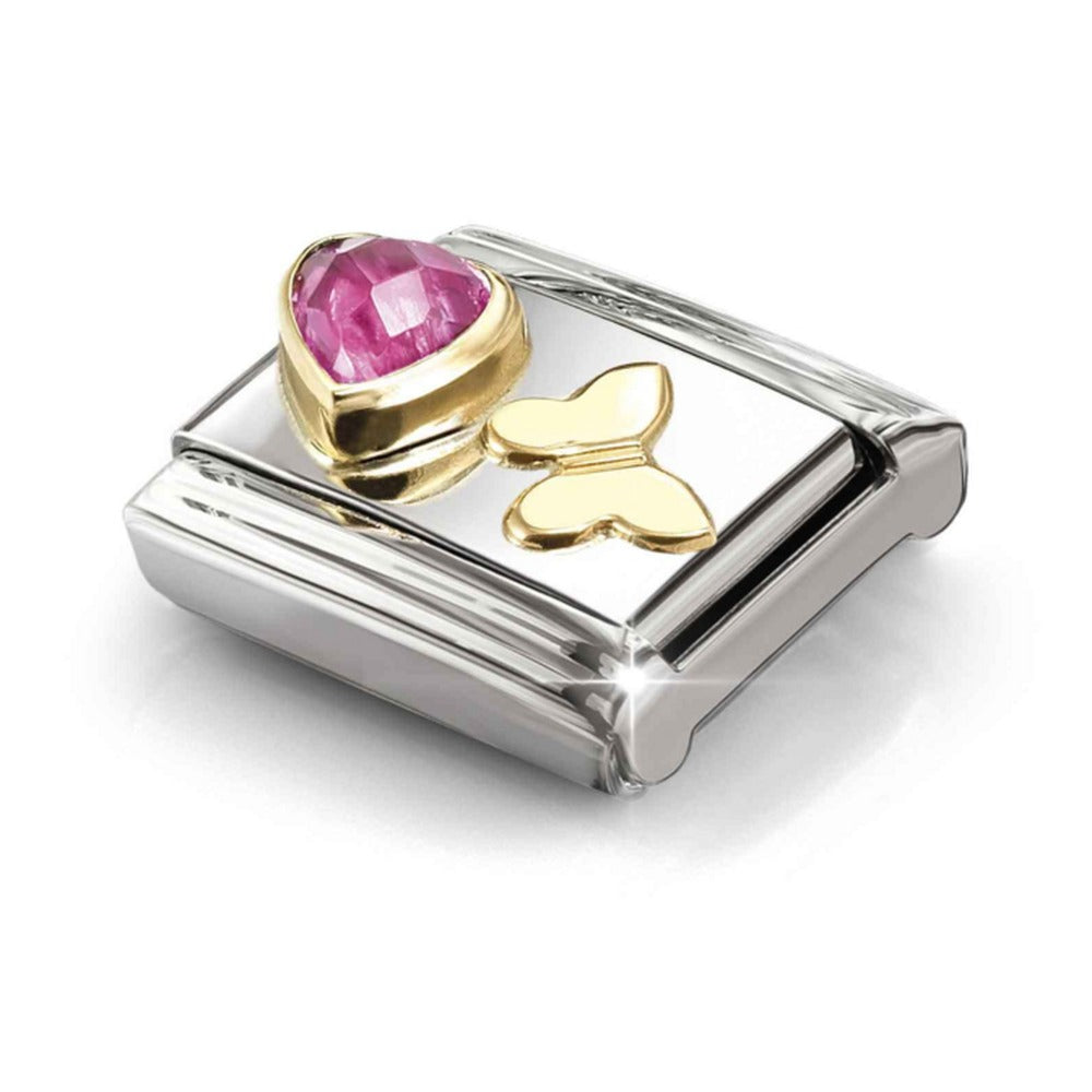 Nomination Composable Pink Heart Gold Butterfly Charm 030613/14