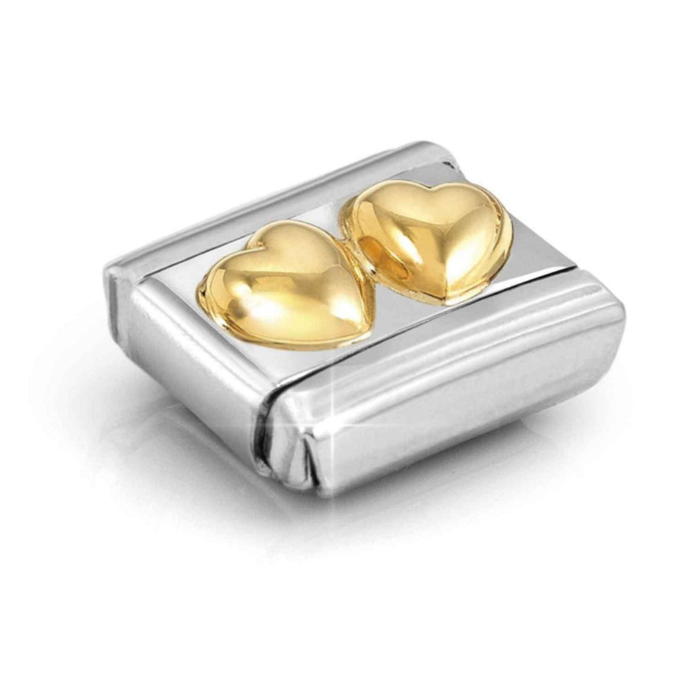Nomination Composable Gold Double Raised Hearts Charm 030116/23