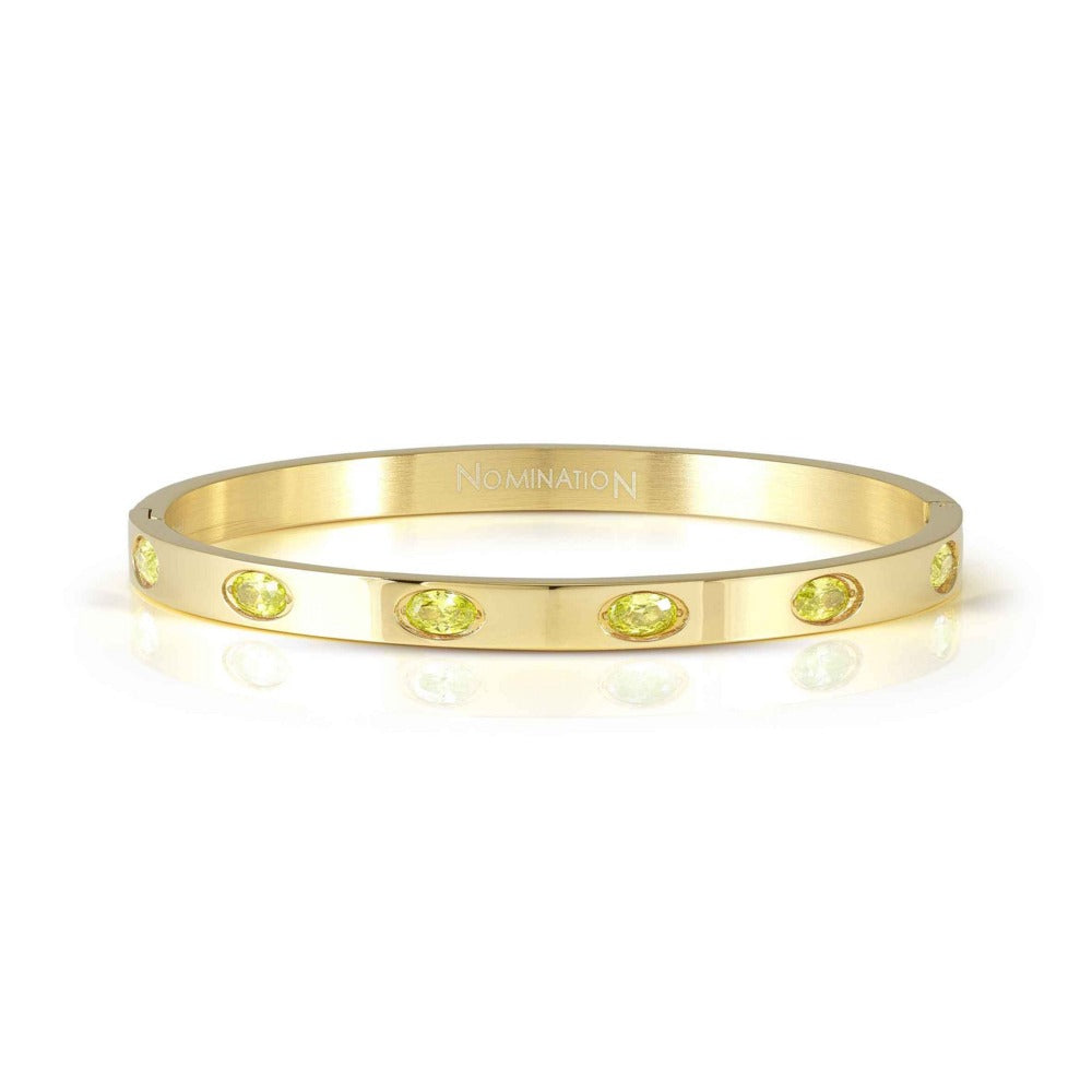Nomination Pretty Bangles Gold Tone Green Oval CZ