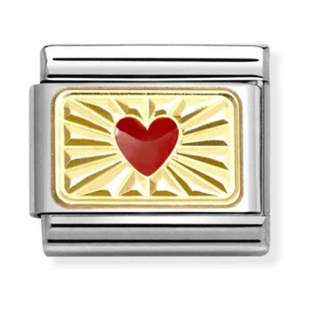 Nomination Composable Gold Diamond Cut With Red Heart Charm 030284/58