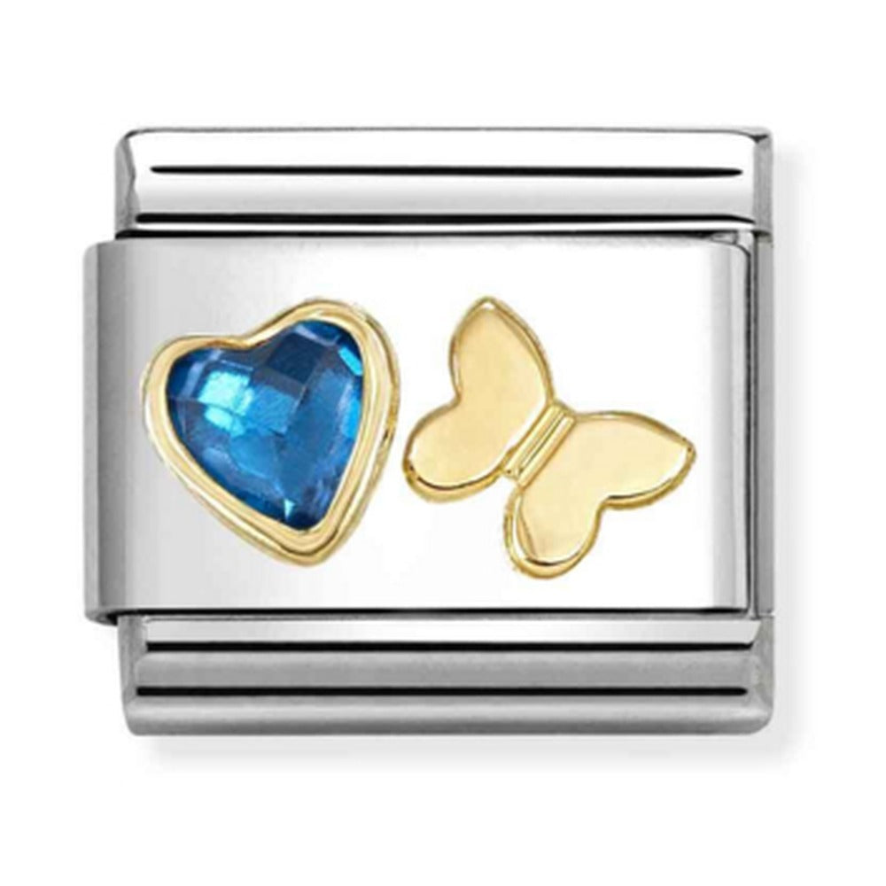 Nomination Composable Blue Heart Gold Butterfly Charm 030613/16