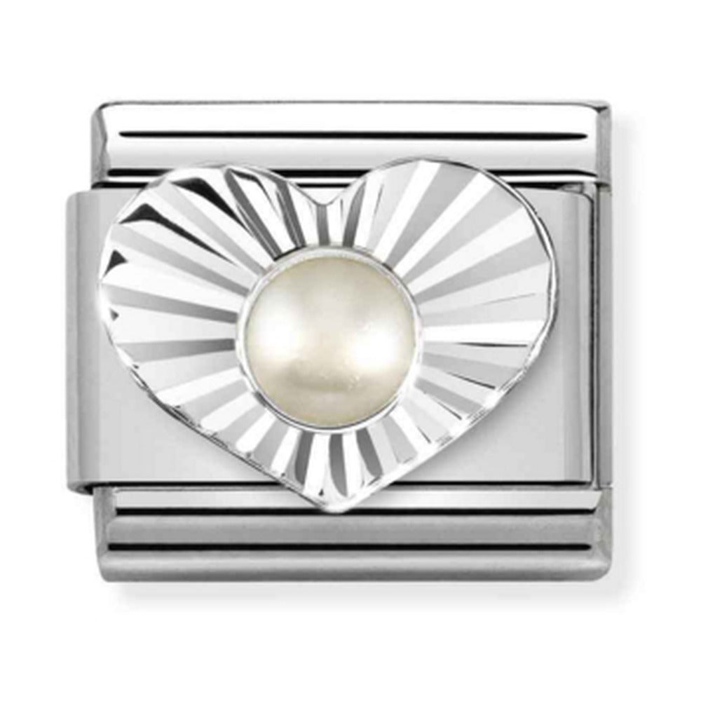 Nomination Composable Silver Heart With White Pearl Charm 330508/13