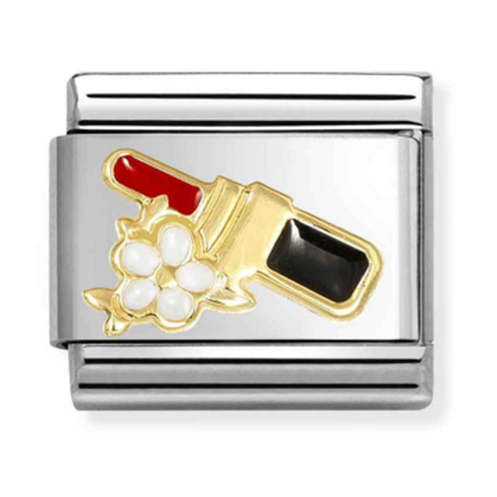 Nomination Composable Gold Red Lipstick With Flowers Charm 030272/96