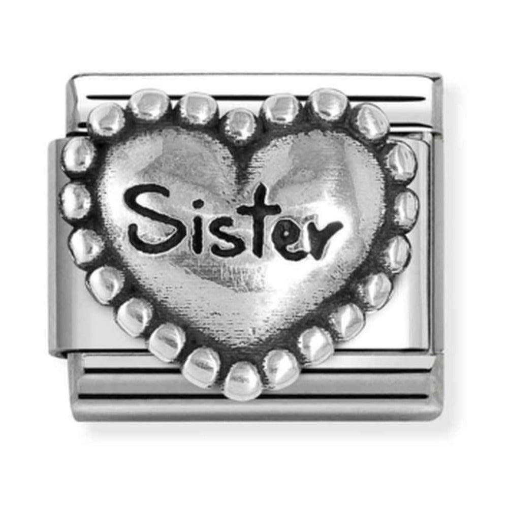 Nomination Composable Silver Raised Heart With Dots Sister Charm 330101/81