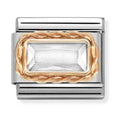 Nomination Composable Classic Faceted White Baguette Link in 9k Rose Gold