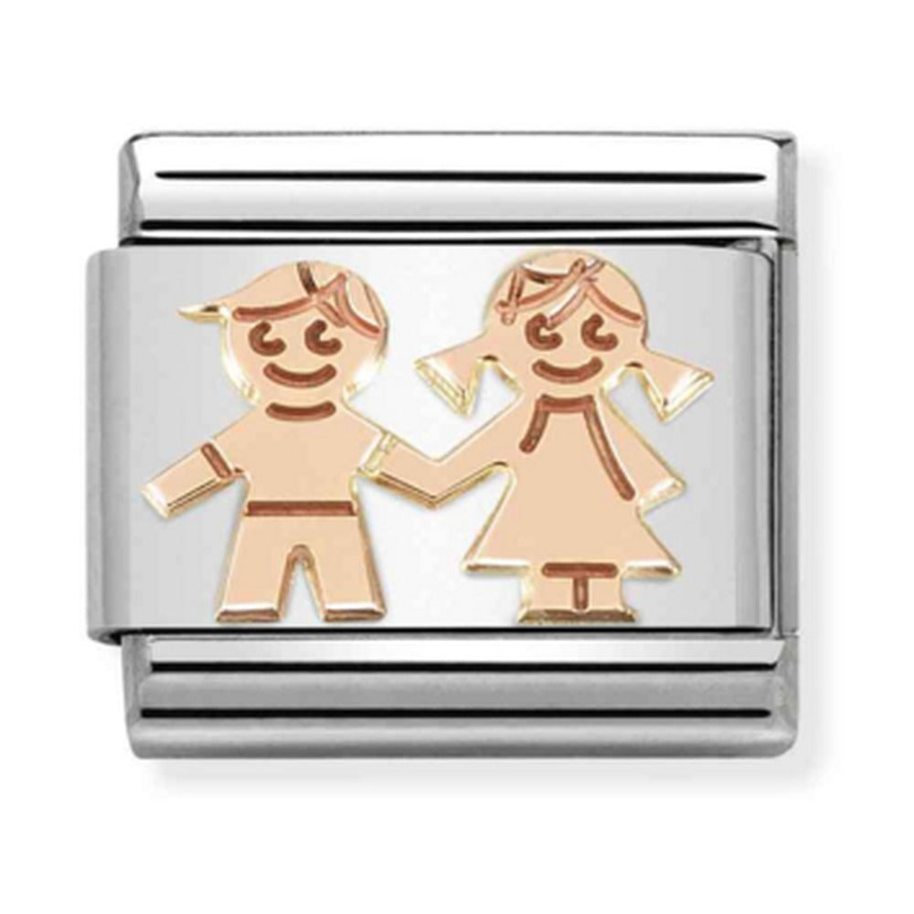 Nomination Composable Rose Gold Siblings Holding Hands Charm 430104/33