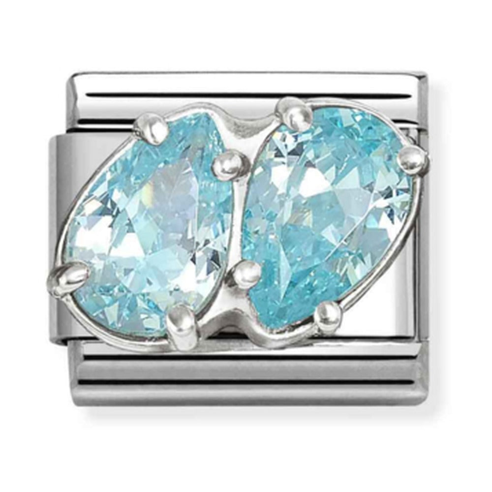Nomination Composable Silver, Light Blue CZ Double Teardrop Charm 330329/16
