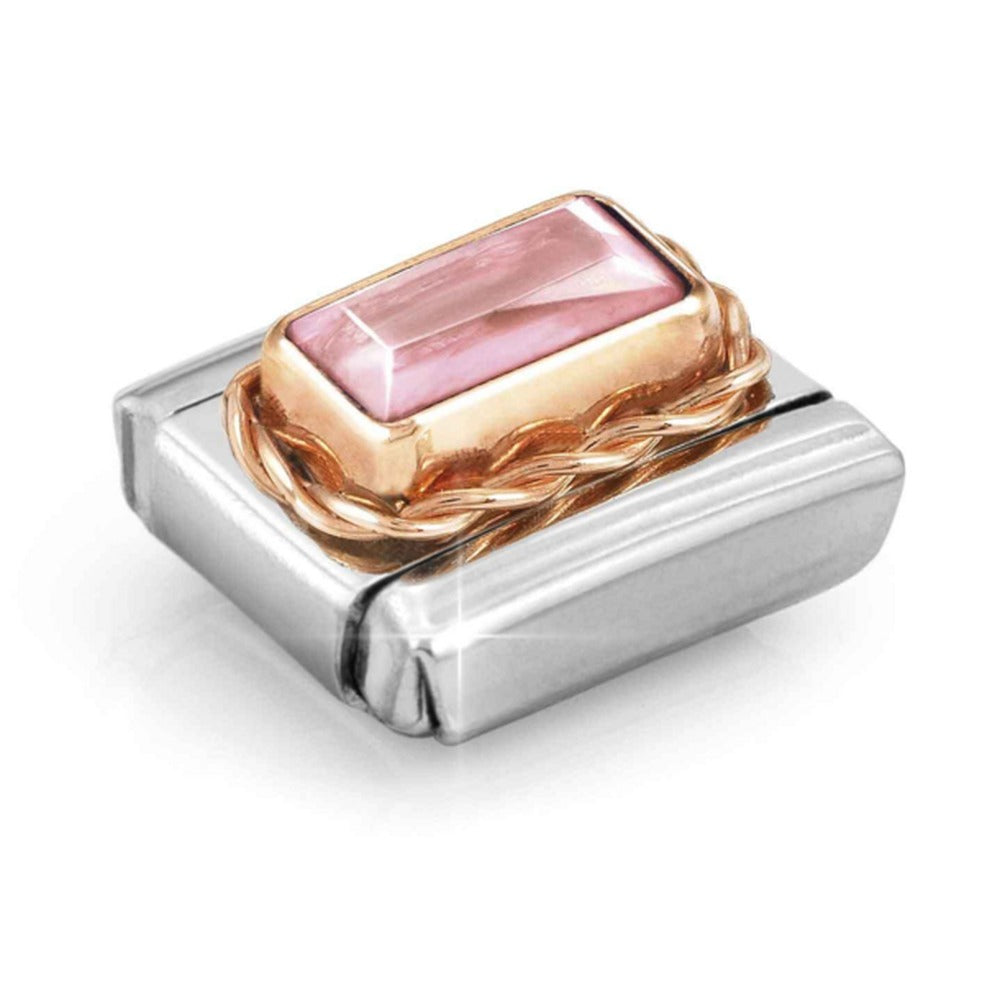 Nomination Composable Classic Faceted Pink Baguette Link in 9k Rose Gold
