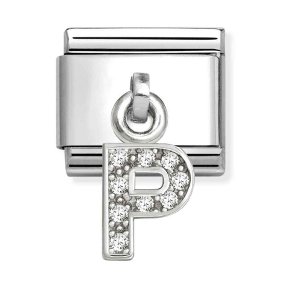 Nomination Composable Silver Initial 'P' CZ Drop Charm 331818/16