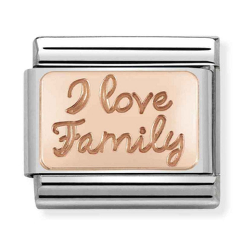 Nomination Composable Rose Gold I Love Family Plate Charm