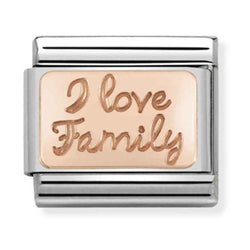 Nomination Composable Rose Gold I Love Family Plate Charm