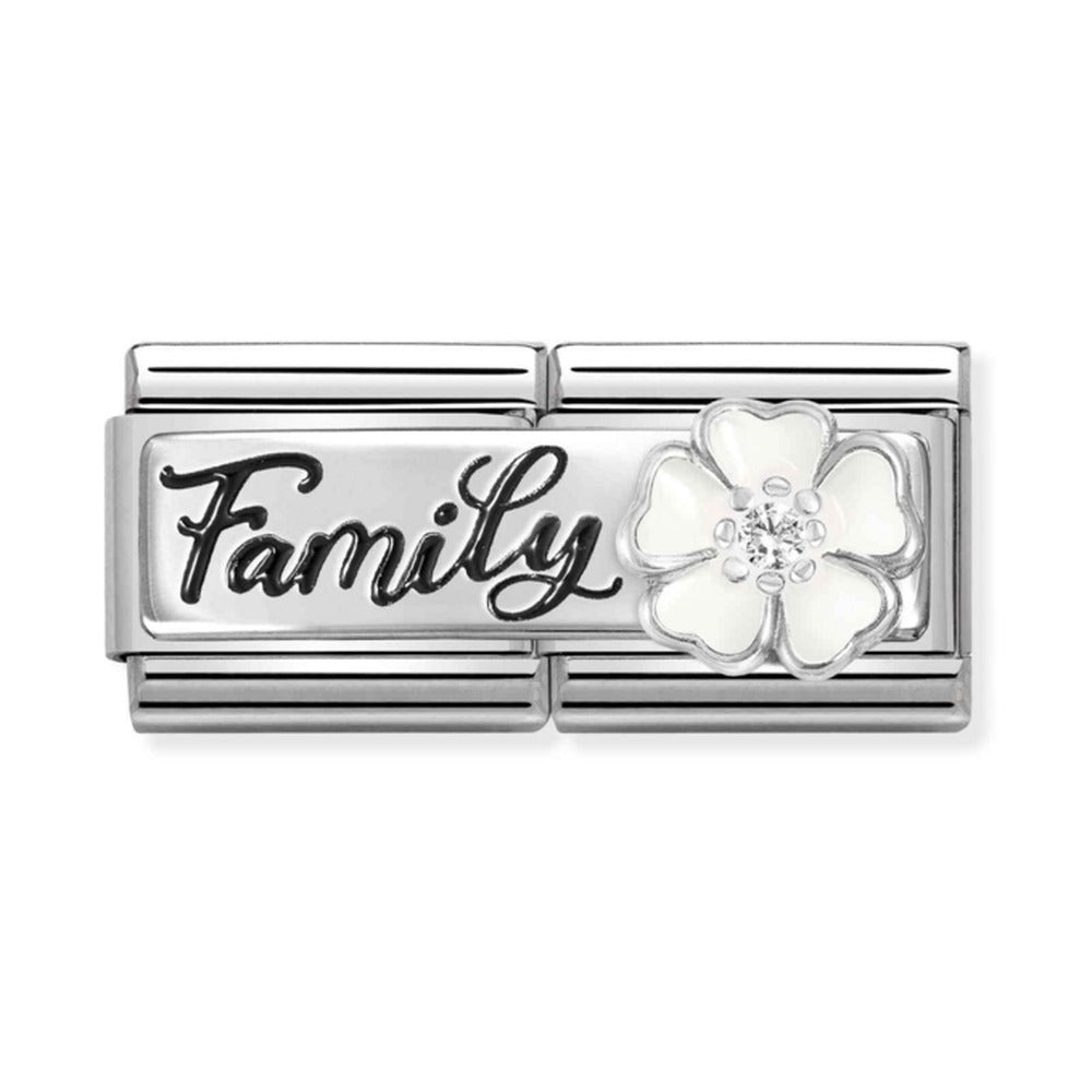 Nomination Composable Silver Double Family with White Flower Charm 330734/17